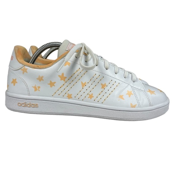 Adidas Advantage Base White With Orange Stars Shoes Womens Size 10 - Picture 1 of 10